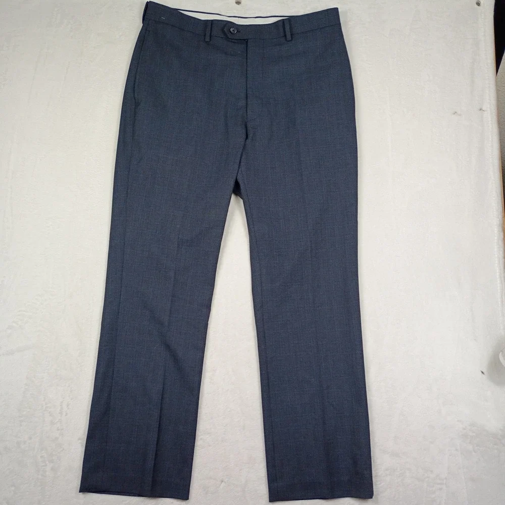 Daniel Cremieux Signature Collection Navy Blue Glen Plaid Dress Pants 34x30 Mens